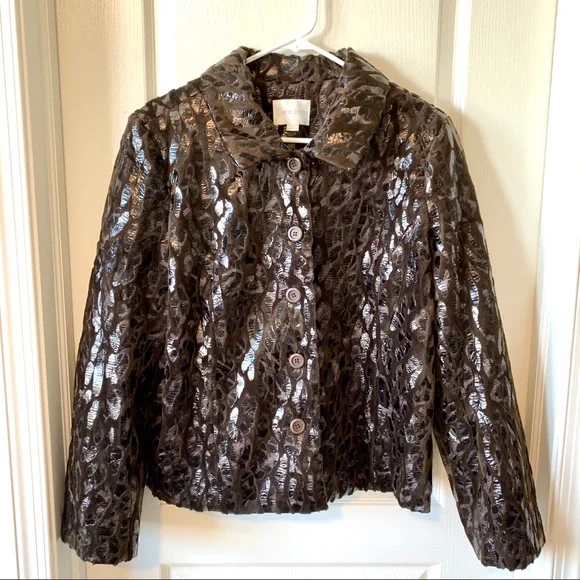 ERIN LONDON Faux Fur Leopard Print Jacket—SZ. Lg - Picture 6 of 15